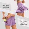 XNMAYA Women Pleated Tennis Skirt High Waisted Golf Athletic Skort Mini Skirts with Shorts Pockets Workout Running Apparel Purple Small view 3