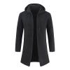 Men's Zip Up Long Cardigan Sweater Open Front Hooded Knitted Cardigans Winter Warm Longline Slim Fit Knit Coat (Black,Medium) view 1