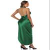 CMZ2005 Women Elegant Satin Halter Mock Neck Maxi Dress Backless Ruched Irregular Hem Cocktail Party Dress for Wedding Guest 72170(Medium,Green) view 3