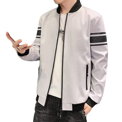 Maiyifu-GJ Men's Full Zip Bomber Jacket Casual Lightweight Active Windbreaker Spring Fall Thin Windproof Coat Outwear (Grey,XX-Large)