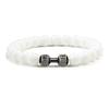 Natural Volcanic Stone Bracelet Men Matte White Beads Dumbbell Strand Bracelets Women Barbell Jewelry,White Black view 1