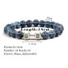 Natural Volcanic Stone Bracelet Men Matte White Beads Dumbbell Strand Bracelets Women Barbell Jewelry,White Black view 2