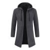 Men's Zip Up Long Cardigan Sweater Open Front Hooded Knitted Cardigans Winter Warm Longline Slim Fit Knit Coat (Grey,4X-Large) view 1
