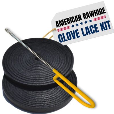 Covey Sports Baseball Glove Lace Kit - 3/16" American Leather Rawhide Laces - Complete Repair Kit with Needle for All Baseball and Softball Glove Brands - Multiple Colors (Black)