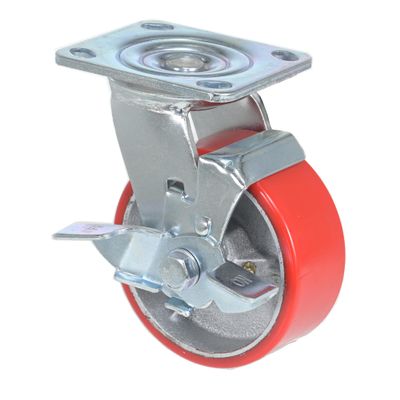Poly Swivel With Brake 5x2 Red