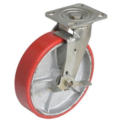 Poly Swivel With Brake 8x2 Red