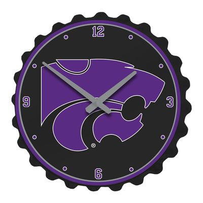 The Fan-Brand NCAA Kansas State Wildcats - Bottle Cap Wall Clock - Sports Team Bar Sign Dcor - Home, Dorm, Garage, Office, Fan Cave