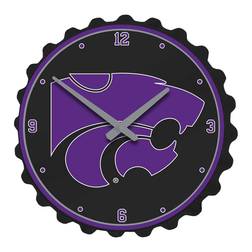The Fan-Brand NCAA Kansas State Wildcats - Bottle Cap Wall Clock - Sports Team Bar Sign Dcor - Home, Dorm, Garage, Office, Fan Cave