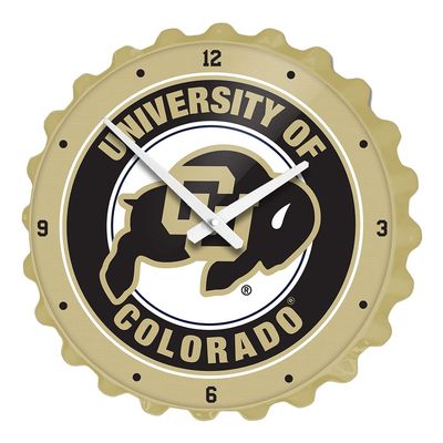 The Fan-Brand NCAA Colorado Buffaloes: Gold - Bottle Cap Wall Clock - Sports Team Bar Sign Dcor - Home, Dorm, Garage, Office, Fan Cave