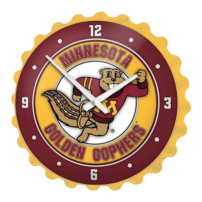 The Fan-Brand NCAA Minnesota Golden Gophers: Goldy: Gold - Bottle Cap Wall Clock - Sports Team Bar Sign Dcor - Home, Dorm, Garage, Office, Fan Cave