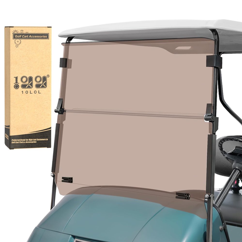 10L0L Tinted Golf Cart Windshield for EZGO TXT/Medalist Gas and Electric 1995-2013, Foldable Golf Cart Windscreen, Anti-UV and Impact Resistant