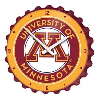 The Fan-Brand NCAA Minnesota Golden Gophers: Maroon - Bottle Cap Wall Clock - Sports Team Bar Sign Dcor - Home, Dorm, Garage, Office, Fan Cave