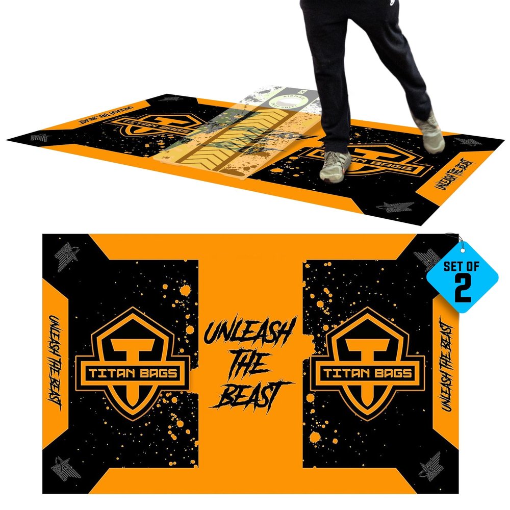 Titan Bags Professional Cornhole Launch Pitch Pads - Set of 2 Portable Professional Tossing Mats for Cornhole Games, Indoor Tournaments & Sports - (5' x 8') (Cornhole Boards Not Included)