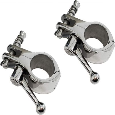 2Pieces Marine Boat Bimini Top Hinged Jaw Slide with Pin & Cam Clamp Quick Release, Stainless Steel 316 Boat Canopy Tube Clamp Fitting (Type:with Pin & Cam Clamp Quick Release, 7/8inch)