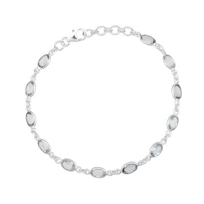 Natural Green Amethyst Cut Gemstone 925 Sterling Silver Bezel Bracelet (Tennis, 8 inch)