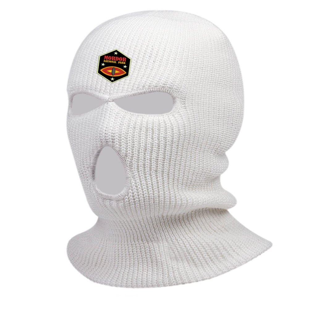 Mordor Ski Mask National Park Embroidered Three Hole Mask Graphic Balaclava (White)
