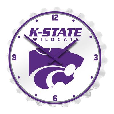 The Fan-Brand NCAA Kansas State Wildcats: Wildcats - Bottle Cap Wall Clock - Sports Team Bar Sign Dcor - Home, Dorm, Garage, Office, Fan Cave