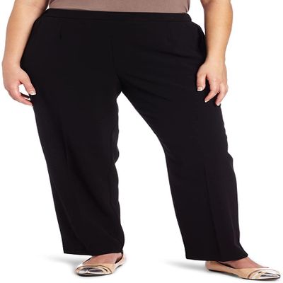 Briggs New York Womens Plus Size Pull On Average & Short Length Dress Pants, Black, 26 Plus