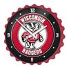 The Fan-Brand NCAA Wisconsin Badgers: Mascot: Red - Bottle Cap Wall Clock - Sports Team Bar Sign Dcor - Home, Dorm, Garage, Office, Fan Cave view 1