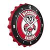 The Fan-Brand NCAA Wisconsin Badgers: Mascot: Red - Bottle Cap Wall Clock - Sports Team Bar Sign Dcor - Home, Dorm, Garage, Office, Fan Cave view 2