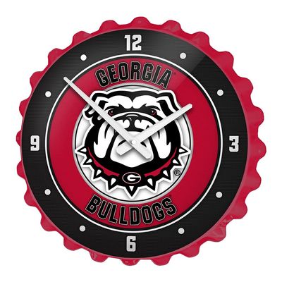 The Fan-Brand NCAA Georgia Bulldogs: UGA: Red - Bottle Cap Wall Clock - Sports Team Bar Sign Dcor - Home, Dorm, Garage, Office, Fan Cave