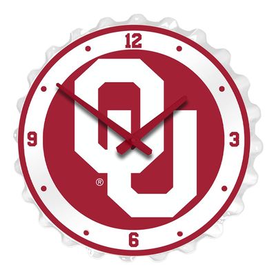The Fan-Brand NCAA Oklahoma Sooners: OU - Bottle Cap Wall Clock - Sports Team Bar Sign Dcor - Home, Dorm, Garage, Office, Fan Cave