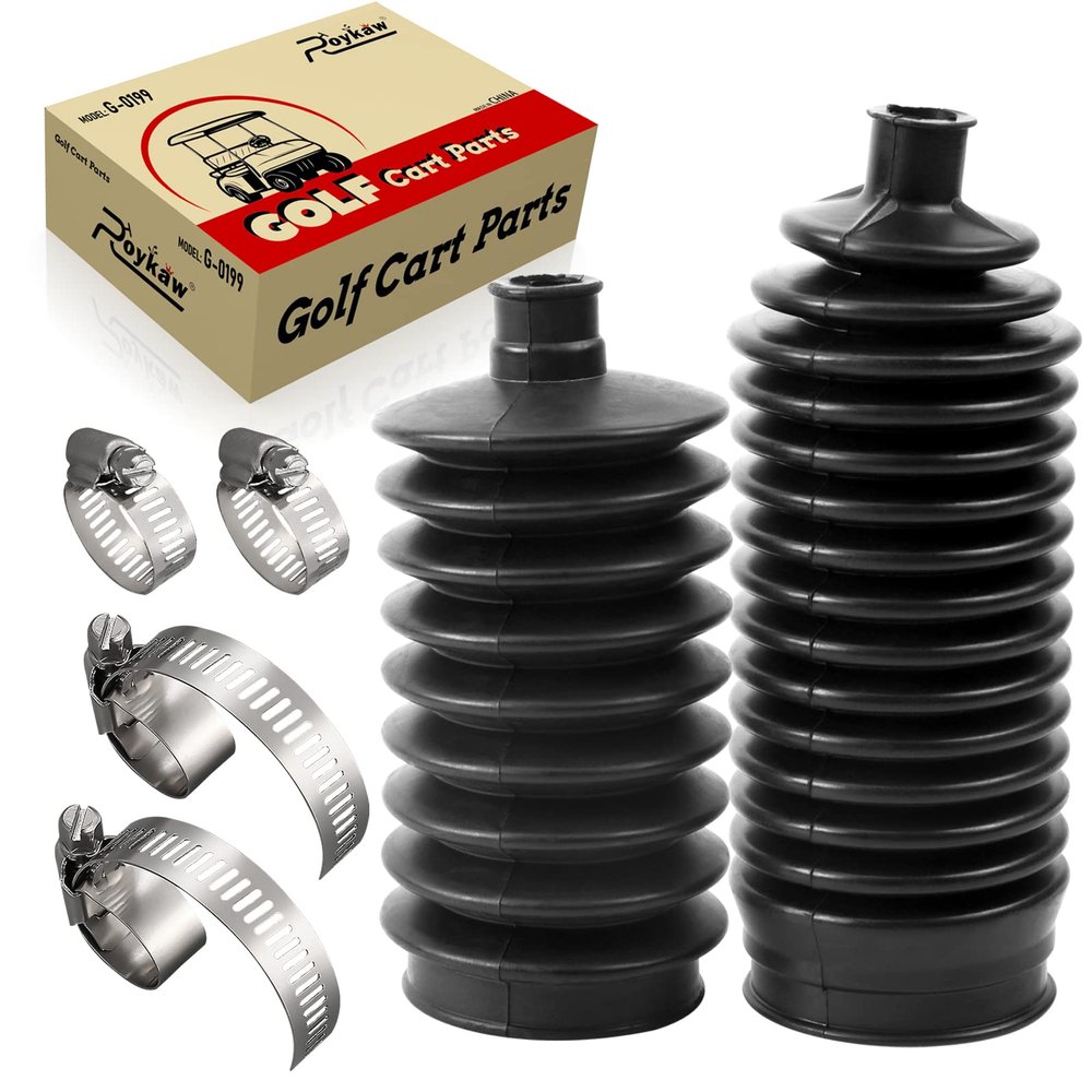 Roykaw Golf Cart Steering Rack and Pinion Boot Kit/Steering Bellows for Club Car DS 1997-up Gas and Electric Models, Replaces OEM #1013035, 101880001, Include Stainless Steel Ties
