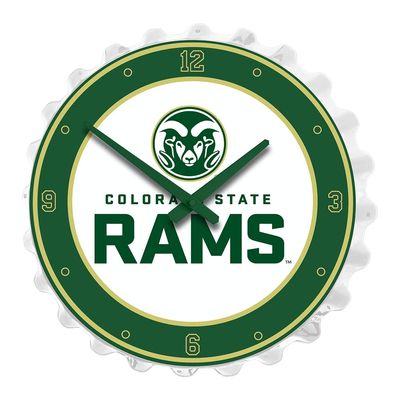 The Fan-Brand NCAA Colorado State Rams - Bottle Cap Wall Clock - Sports Team Bar Sign Dcor - Home, Dorm, Garage, Office, Fan Cave