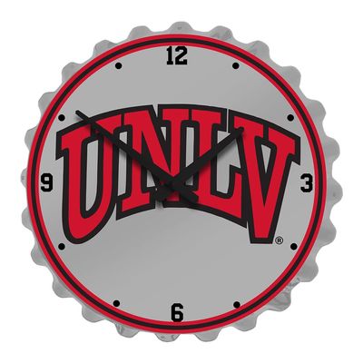 The Fan-Brand NCAA UNLV Rebels: Gray - Bottle Cap Wall Clock - Sports Team Bar Sign Dcor - Home, Dorm, Garage, Office, Fan Cave