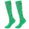 Junely Christmas Compression Socks for Women Knee High Christmas Cat Socks for Running Athletic Nurses Pregnant Women Work Support Travel Flight Sports Gifts Green view 1