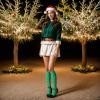 Junely Christmas Compression Socks for Women Knee High Christmas Cat Socks for Running Athletic Nurses Pregnant Women Work Support Travel Flight Sports Gifts Green view 2