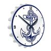 The Fan-Brand NCAA Navy Midshipmen: Anchor: White - Bottle Cap Wall Clock - Sports Team Bar Sign Dcor - Home, Dorm, Garage, Office, Fan Cave view 2