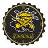 The Fan-Brand NCAA Wichita State Shockers - Bottle Cap Wall Clock - Sports Team Bar Sign Dcor - Home, Dorm, Garage, Office, Fan Cave view 1