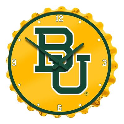 The Fan-Brand NCAA Baylor Bears - Bottle Cap Wall Clock - Sports Team Bar Sign Dcor - Home, Dorm, Garage, Office, Fan Cave