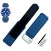 Hooxue 22mm/24mm Hook Loop Military Style band Adjustable-Length Velcro Nylon watch Strap Compatible with Panerai Bell & Ross watch (24mm, Blue) view 2