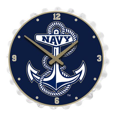 The Fan-Brand NCAA Navy Midshipmen: Anchor: Navy - Bottle Cap Wall Clock - Sports Team Bar Sign Dcor - Home, Dorm, Garage, Office, Fan Cave