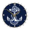 The Fan-Brand NCAA Navy Midshipmen: Anchor: Navy - Bottle Cap Wall Clock - Sports Team Bar Sign Dcor - Home, Dorm, Garage, Office, Fan Cave view 1