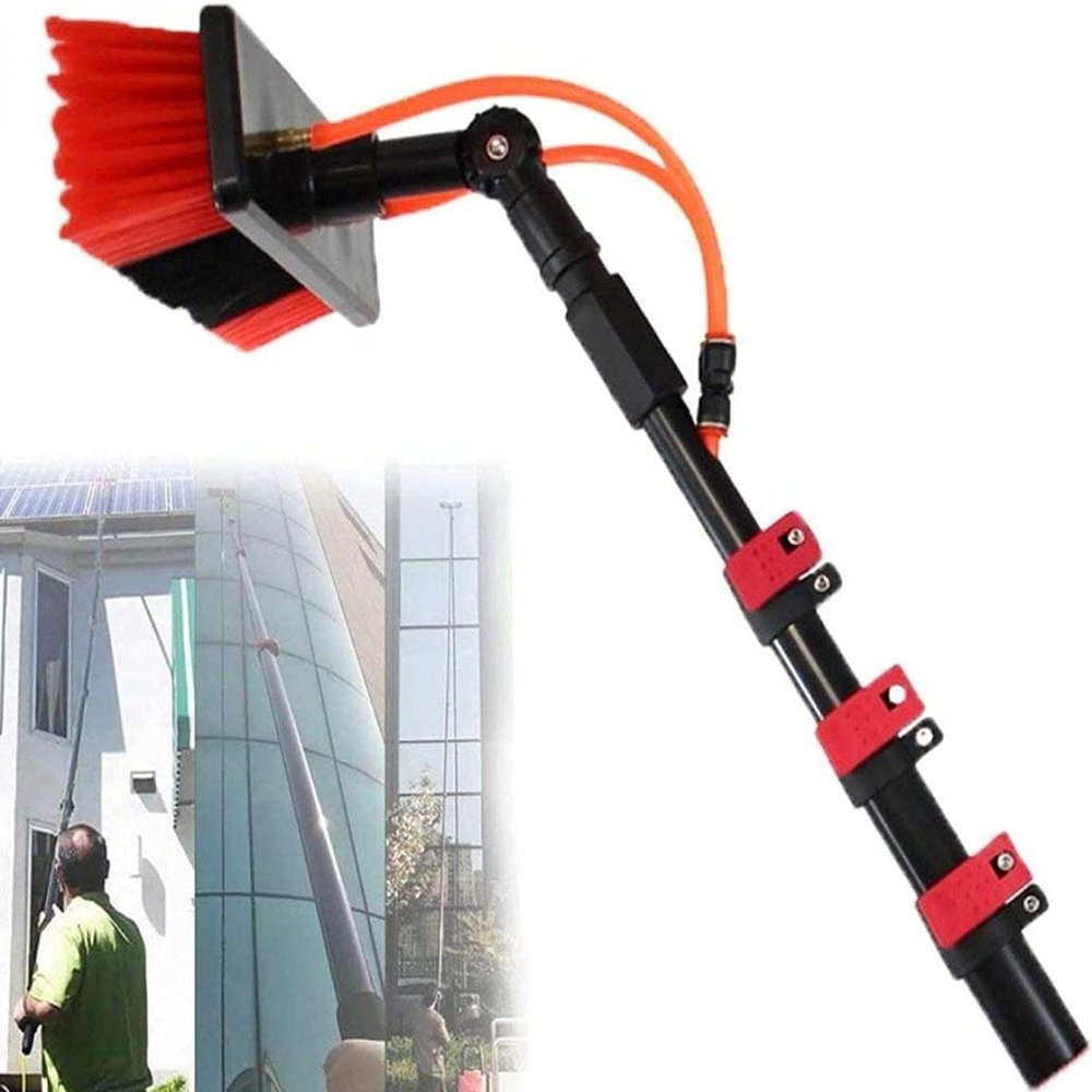 Water Fed Pole Kit,Water Fed Brush Window Cleaning Pole, Window Cleaning Brush, Water/Hose Fed Pole, Cleaning Photovoltaic And Solar Panels/35cm Water Brush (Size : 35FT/10.8M)
