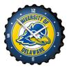 The Fan-Brand NCAA Delaware Blue Hens: Black - Bottle Cap Wall Clock - Sports Team Bar Sign Dcor - Home, Dorm, Garage, Office, Fan Cave view 1
