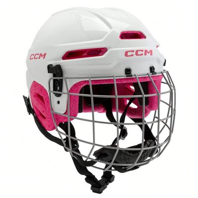 Hockey Multi Sport Helmet Combo with Face Mask Cage (White/Pink)