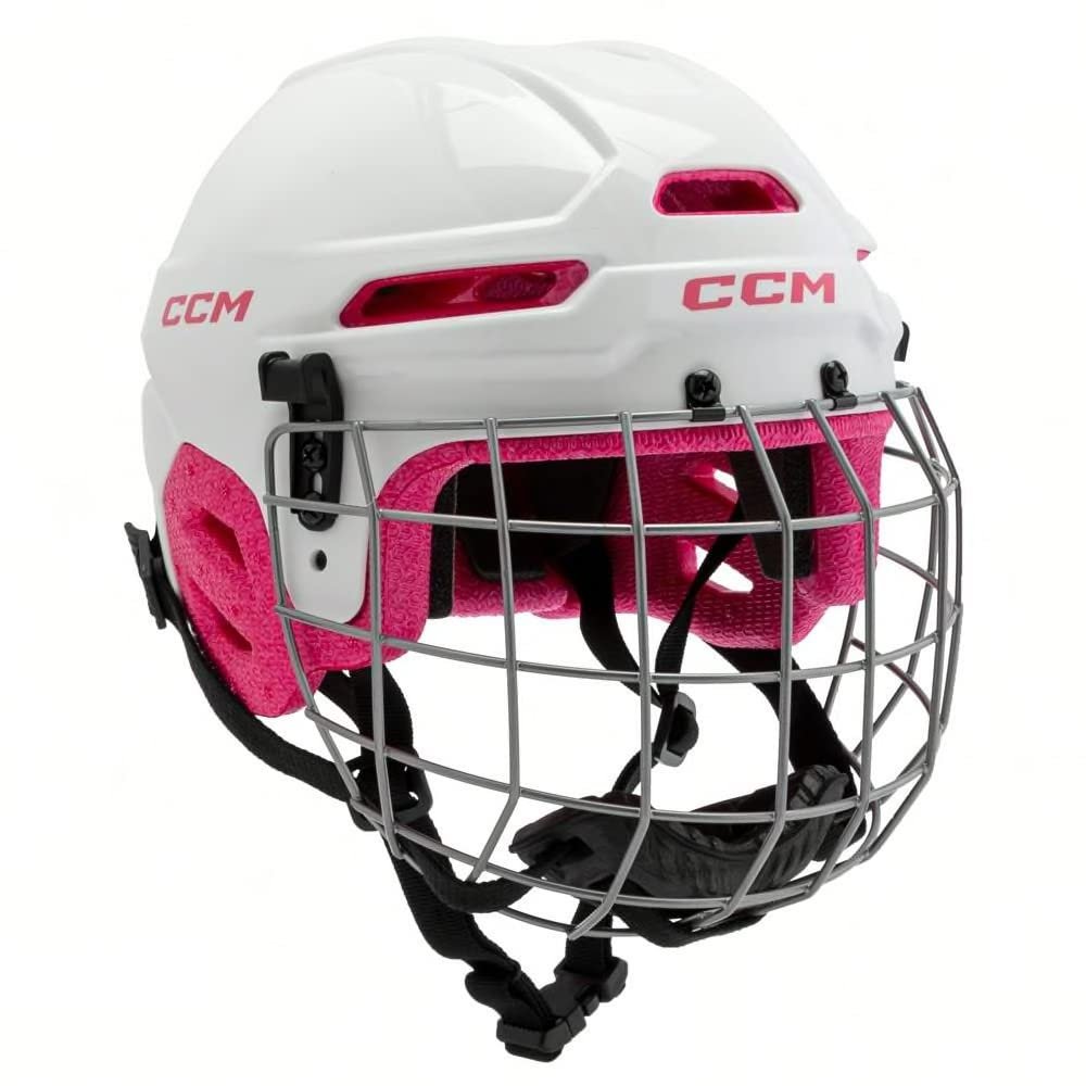 Hockey Multi Sport Helmet Combo with Face Mask Cage (White/Pink)