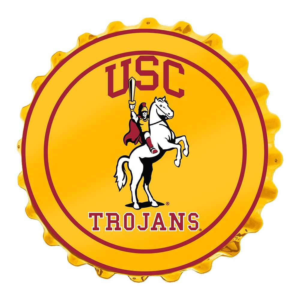 The Fan-Brand NCAA USC Trojans: Trojan - Bottle Cap Wall Sign - Football, Basketball & Baseball Wall Decor - College Sports Dcor for Home, Office, Game Room, Fan Cave & Garage - USA Made