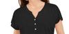 Style & Co. Women's Dolman-Sleeve Henley Linen-Blend Top Black Size Small view 2