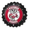 The Fan-Brand NCAA Wisconsin Badgers: Mascot: Black - Bottle Cap Wall Clock - Sports Team Bar Sign Dcor - Home, Dorm, Garage, Office, Fan Cave view 1