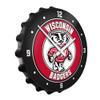 The Fan-Brand NCAA Wisconsin Badgers: Mascot: Black - Bottle Cap Wall Clock - Sports Team Bar Sign Dcor - Home, Dorm, Garage, Office, Fan Cave view 2