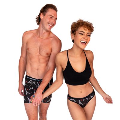 Warriors & Scholars W&S Matching Underwear for Couples - Couples Matching Undies, Paris, Boxer Briefs, Small