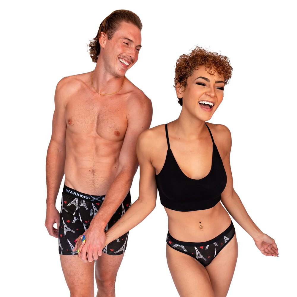 Warriors & Scholars W&S Matching Underwear for Couples - Couples Matching Undies, Paris, Boxer Briefs, Small
