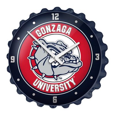 The Fan-Brand NCAA Gonzaga Bulldogs: Navy - Bottle Cap Wall Clock - Sports Team Bar Sign Dcor - Home, Dorm, Garage, Office, Fan Cave