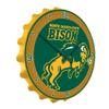 The Fan-Brand NCAA North Dakota State Bison: Charging, Green - Bottle Cap Wall Clock - Sports Team Bar Sign Dcor - Home, Dorm, Garage, Office, Fan Cave view 2