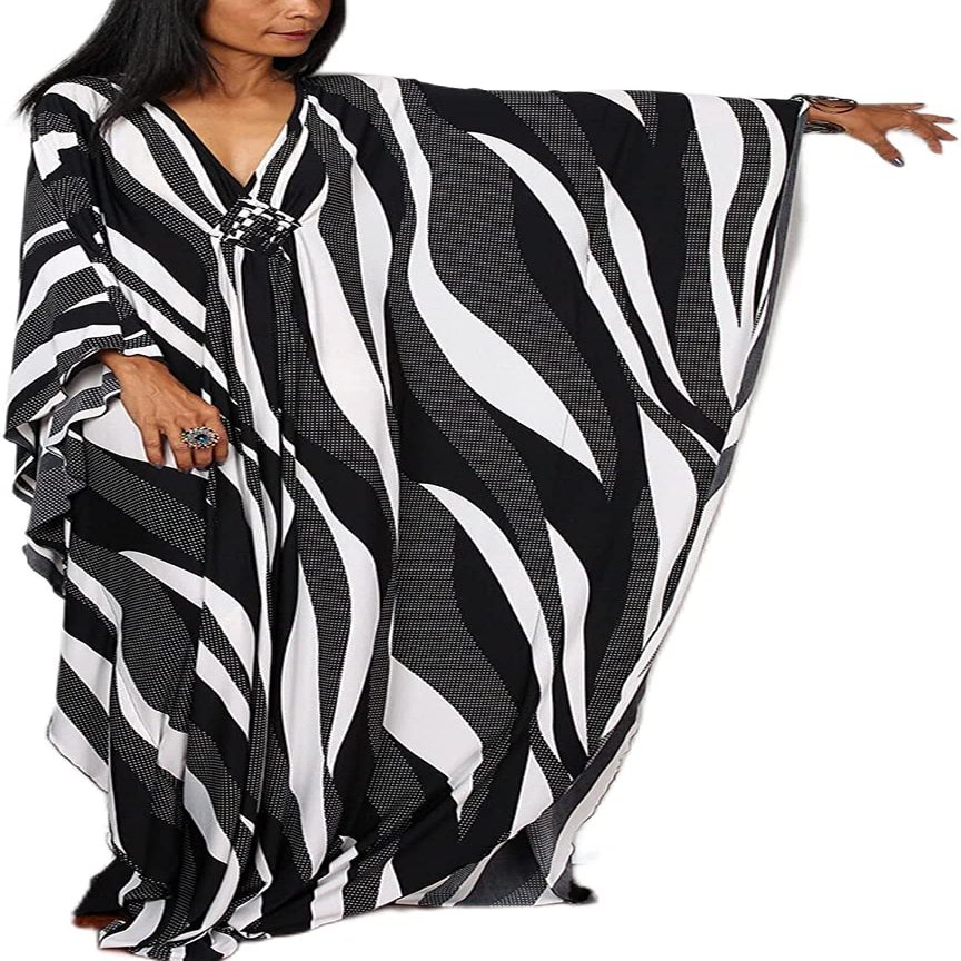 Venasha Women's Caftan Turkish Floral Print Plus Size Kaftan Dress Loungewear for Summer (8693-38)